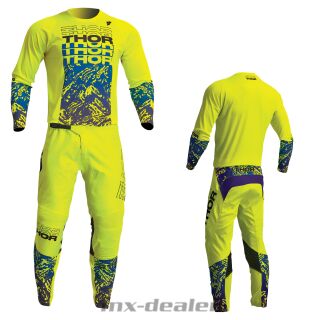 Thor MX Sector Atlas Acid Blau Cross Jersey Hose Combo Motocross Enduro Quad