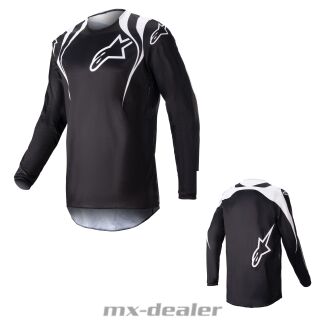 Alpinestars Fluid Narin Schwarz Weiß 2023 MX Motocross Cross Jersey Shirt MTB Enduro