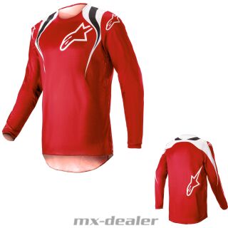Alpinestars Fluid Narin Rot Weiß 2023 MX Motocross Cross Jersey Shirt MTB Enduro