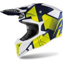 Airoh Crosshelm WRAAP Raze Blau Gloss MX Helm + HP7 Brille Motocross Quad Enduro XL (61/ 62cm) neon / rot verspiegelt