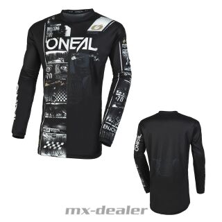 ONeal Element Kinder Jersey V.23 Attack Schwarz Weiß Kids Youth Trikot MX DH MTB BMX Motocross