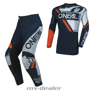ONeal Element V.23 Shocker Blau Orange Cross Hose Jersey MX Motocross Enduro Combo US 32 / EU 48 XL
