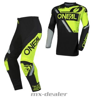 ONeal Element V.23 Shocker Schwarz Neon Cross Hose Jersey MX Motocross Enduro Combo