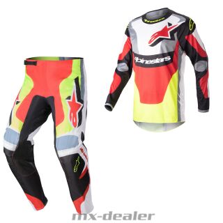 Alpinestars Fluid Agent Rot Gelb 2023 MX Motocross Enduro Combo Cross Hose Jersey