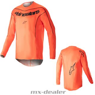 Alpinestars Fluid Lurv Hot Orange Schwarz 2023 MX Motocross Cross Jersey Shirt MTB Enduro