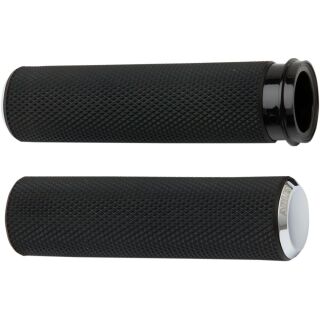 Arlen Ness Griffe Knurled 1 Zoll schwarz/chrom Seilzug