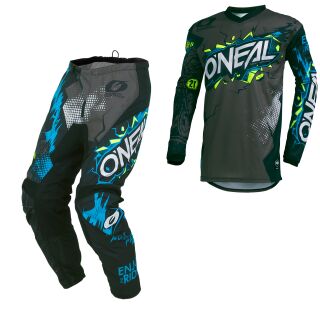 ONeal Element KINDER Villain Grau MX Motocross Combo Cross Hose Jersey