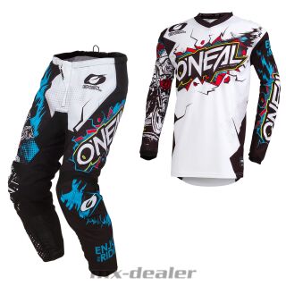 ONeal Element KINDER Villain Weiß MX Motocross Combo Cross Hose Jersey