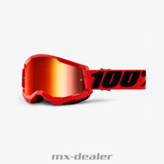 100 % Prozent Brille Strata2 Extra verspiegelt Red Rot Motocross Enduro Downhill MTB DH BMX