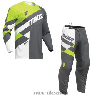 Thor MX Sector Checker Grau Acid Cross Jersey Hose Combo Motocross Enduro Quad