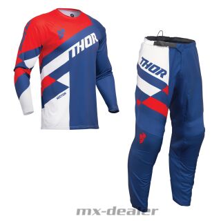 Thor MX Sector Checker Navy Rot Cross Jersey Hose Combo Motocross Enduro Quad