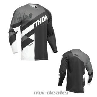 Thor MX Kinder Youth Sector Jersey Checker Schwarz GrauTrikot MX MTB BMX Motocross