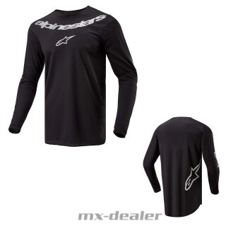 Alpinestars Fluid Graphite Schwarz Silber MX Motocross Cross Jersey Shirt MTB Enduro