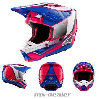 Alpinestars S-M5 SM5 ECE 22.06 Sail Pink Blau MX Helm Crosshelm Motocross Cross Enduro