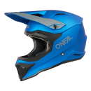ONeal 1 SRS V24 ECE06 Solid Blau MX Helm Crosshelm + HP7 Brille Motocross Cross Enduro