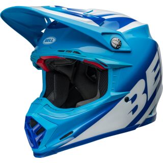 BELL Moto-9S Flex Helm - Rail Gloss Blue/White Größe: M