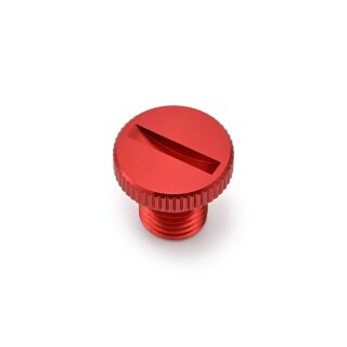 DAYTONA Abdeckschraube Alu CNC rot eloxiert f. Spiegelgewinde M10 x P1.25 Linksgewinde