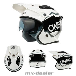 ONeal Volt Corp V.25 Weiß Schwarz Helm mit Visier Trial Roller Enduro Supermoto Quad
