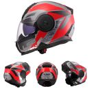 LS2 Klapphelm Scope II Motorrad Helm Oxyd Grau Rot Gloss FF902 Tourenhelm Urban