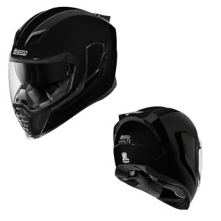 Icon Airflite Rubatone Schwarz Black Integralhelm Motorrad Helm Stuntriding Caferacer
