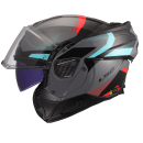 LS2 Klapphelm Advant II Triple Grau Blau Rot FF910 Motorrad Helm Integralhelm M (57-58cm)