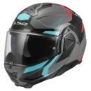 LS2 Klapphelm Advant II Triple Grau Blau Rot FF910 Motorrad Helm Integralhelm M (57-58cm)