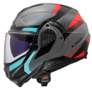 LS2 Klapphelm Advant II Triple Grau Blau Rot FF910 Motorrad Helm Integralhelm M (57-58cm)