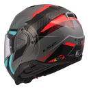 LS2 Klapphelm Advant II Triple Grau Blau Rot FF910 Motorrad Helm Integralhelm M (57-58cm)