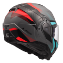 LS2 Klapphelm Advant II Triple Grau Blau Rot FF910 Motorrad Helm Integralhelm M (57-58cm)