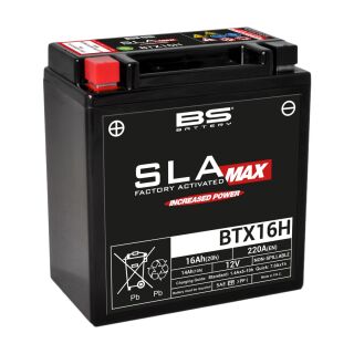 BS Battery Motorradbatterie SLA Max 12V BTX16H 14AH 250A AGM wartungsfrei