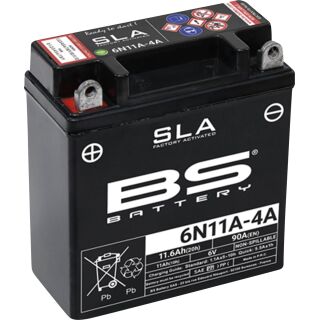 BS Battery Motorradbatterie 6V 6N11A-4A 11AH 90A AGM wartungsfrei werksakt.