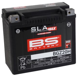 BS Battery Motorradbatterie SLA Max 12V BGZ20H 20AH 320A AGM wartungsfrei