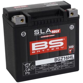 BS Battery Motorradbatterie SLA Max 12V BGZ16HL 16AH 240A AGM wartungsfrei