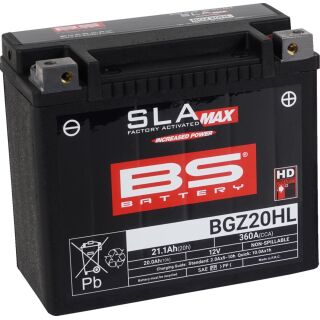 BS Battery Motorradbatterie SLA Max 12V BGZ20HL 20AH 360A AGM wartungsfrei