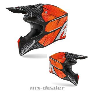 Airoh WRAAP Idol Orange Matt MX Helm + HP7 Brille Crosshelm Motocross Quad Enduro