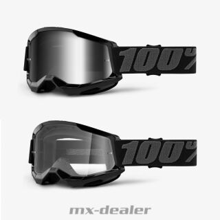 100 % Crossbrille Strata2 Schwarz Black Motocross Enduro Downhill MTB BMX DH
