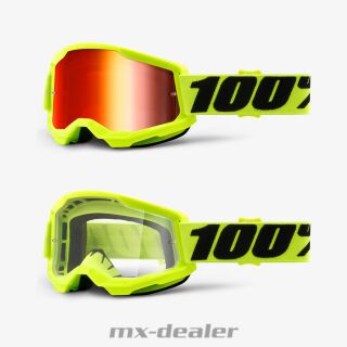100 % Crossbrille Strata2 Fluo Gelb Neon Motocross Enduro Downhill MTB BMX DH